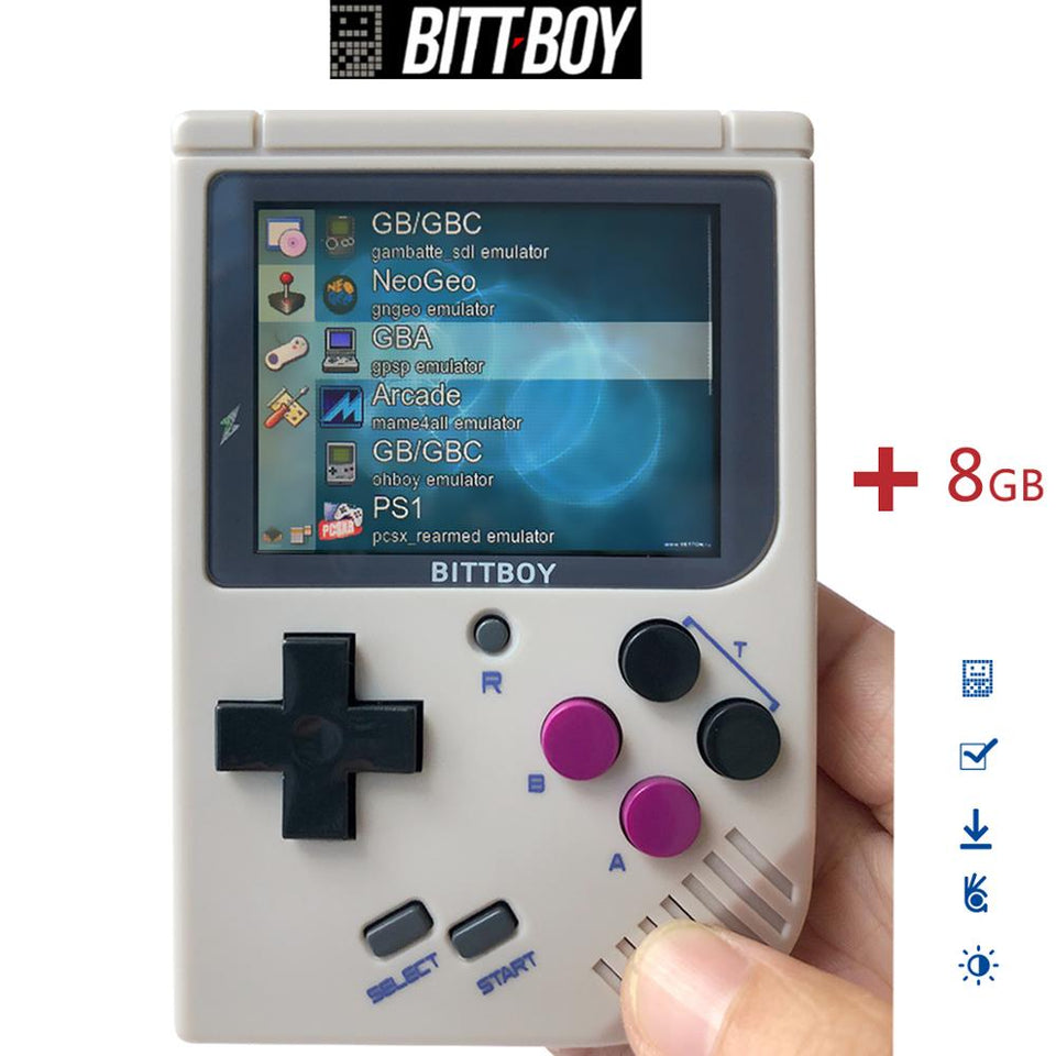 Videojuego retro, BittBoy V3.5 + 8GB / 32GB, Consola de juegos, Jugadores de juegos portátiles, Consola retro, Cargue más juegos de la tarjeta SD