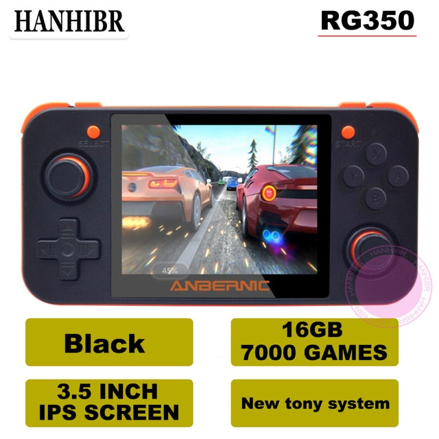 NUEVOS ANBERNIC RG350 IPS Juegos Retro 350 Videojuegos Promueve consola de juegos PS1 juego de 64 bits opendingux 3,5 pulgadas 28000+ juegos rg350
