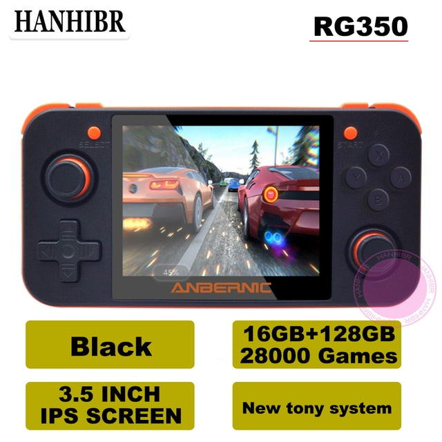 NUEVOS ANBERNIC RG350 IPS Juegos Retro 350 Videojuegos Promueve consola de juegos PS1 juego de 64 bits opendingux 3,5 pulgadas 28000+ juegos rg350