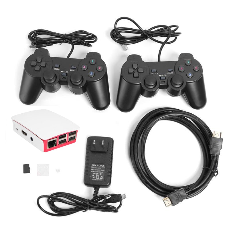 16000 en 1 128 GB Quad Core TV Video Box jugador del juego de accesorio Para Frambuesa Pi Con 2 conexión de cable USB Gamepad del regulador del juego de consola