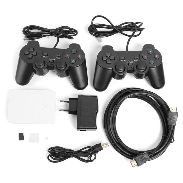 16000 en 1 128 GB Quad Core TV Video Box jugador del juego de accesorio Para Frambuesa Pi Con 2 conexión de cable USB Gamepad del regulador del juego de consola