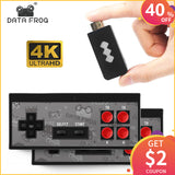 DATA FROG 4K Consola de videojuegos HDMI Construido en 568 Juegos clásicos Mini consola retro Controlador inalámbrico Salida HDMI Jugadores duales